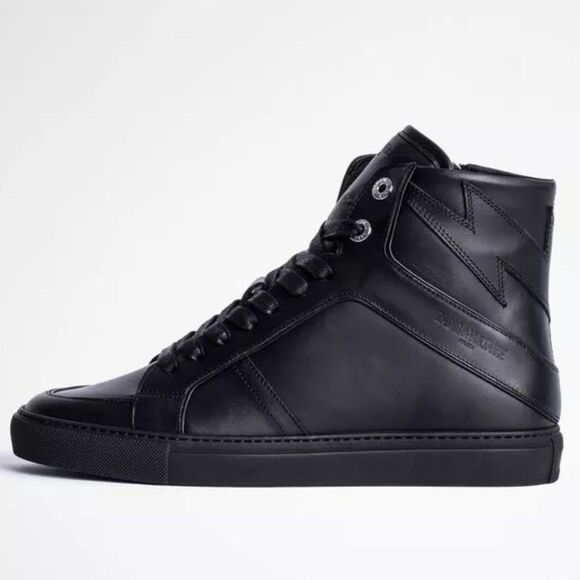 NIB Zadig & Voltaire Zv1747 High Flash Sneakers Black size 39 - Picture 1 of 13